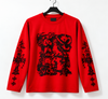 Men's Red Boxy Fit Graphic Printed T-Shirt | Full Sleeve Streetwear Oversized Tee