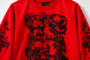 Men's Red Boxy Fit Graphic Printed T-Shirt | Full Sleeve Streetwear Oversized Tee