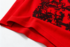 Men's Red Boxy Fit Graphic Printed T-Shirt | Full Sleeve Streetwear Oversized Tee