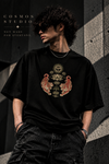 COSMOS STUDIO Tiger & Lotus Oversized T-Shirt for Men | Premium Black Graphic Streetwear Tee