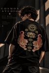 COSMOS STUDIO Tiger & Lotus Oversized T-Shirt for Men | Premium Black Graphic Streetwear Tee
